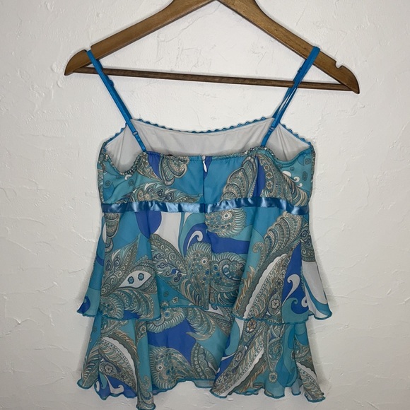 Rampage Blue Paisley Layered Tank Top - Picture 8 of 8